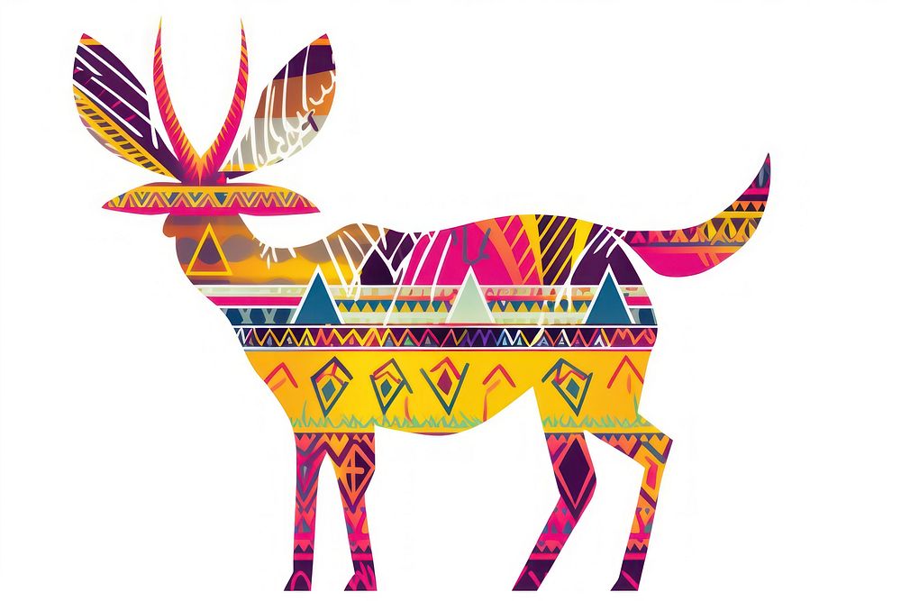 African tribal pattern wildlife animal mammal art. AI generated Image by rawpixel.