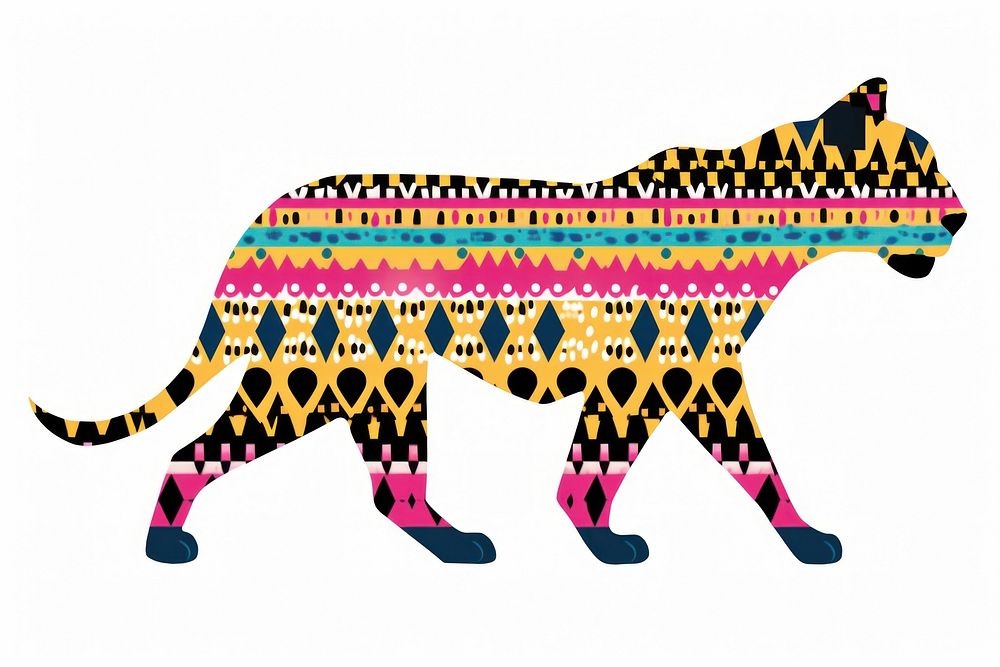 African tribal pattern chetah mammal animal art. AI generated Image by rawpixel.