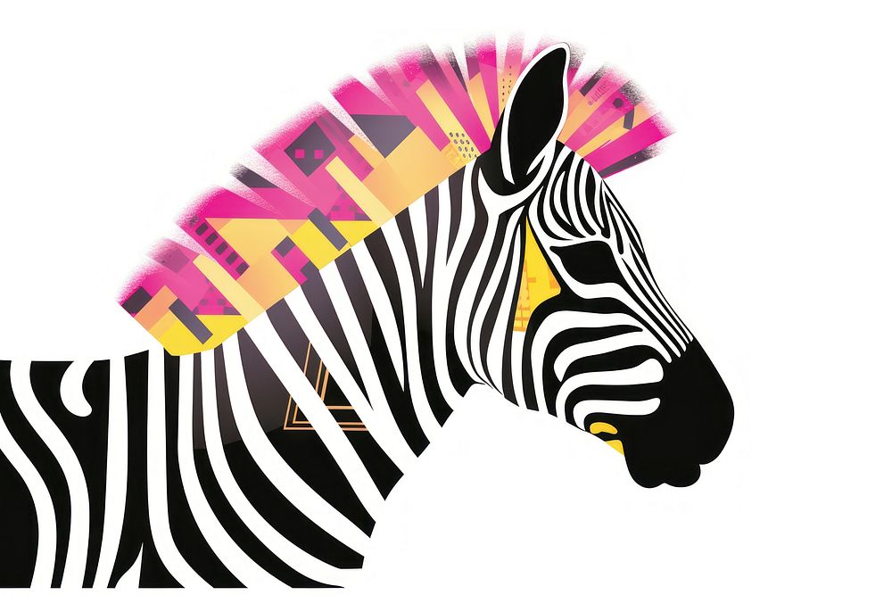 African tribal pattern zebra wildlife animal mammal. AI generated Image by rawpixel.