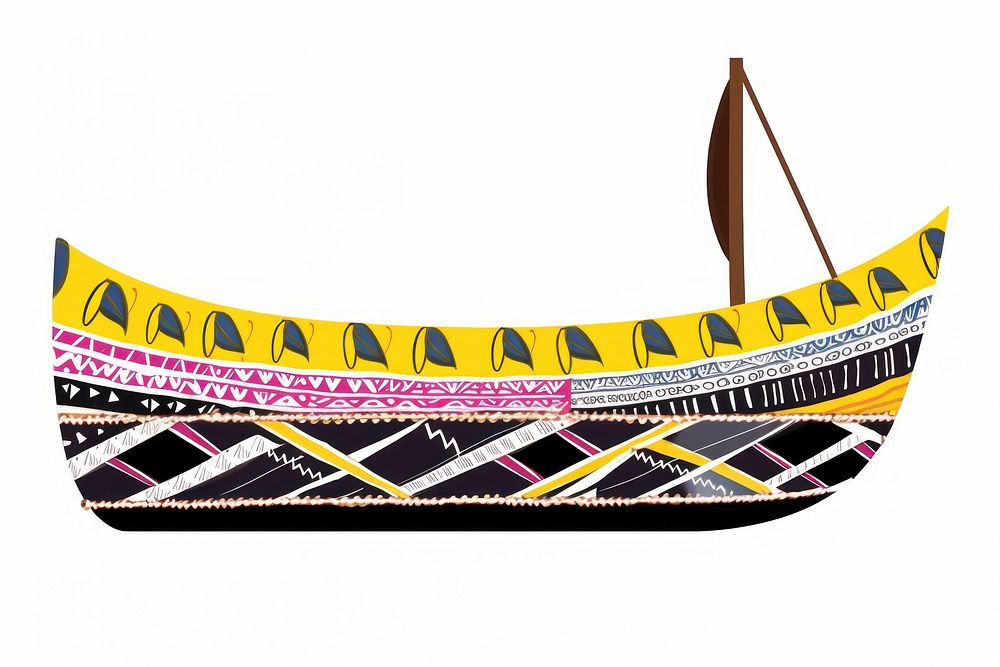 African tribal pattern boat white background transportation watercraft. AI generated Image by rawpixel.