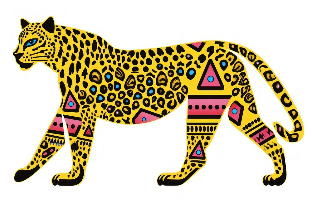 African tribal pattern chetah leopard cheetah mammal. AI generated Image by rawpixel.