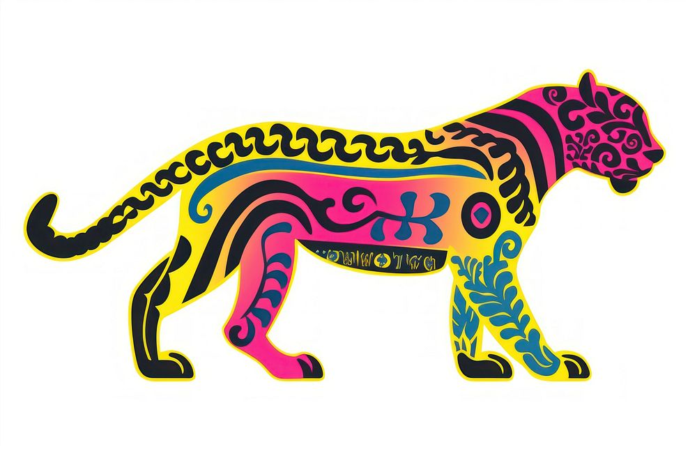 African tribal pattern panther leopard mammal animal. AI generated Image by rawpixel.