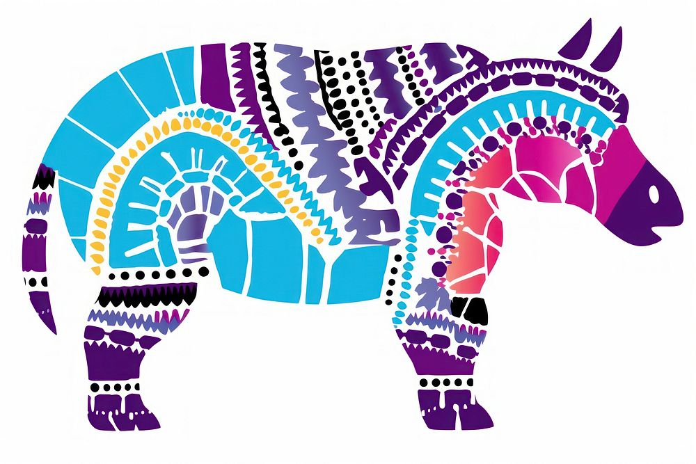 African tribal pattern hippo animal mammal art. AI generated Image by rawpixel.