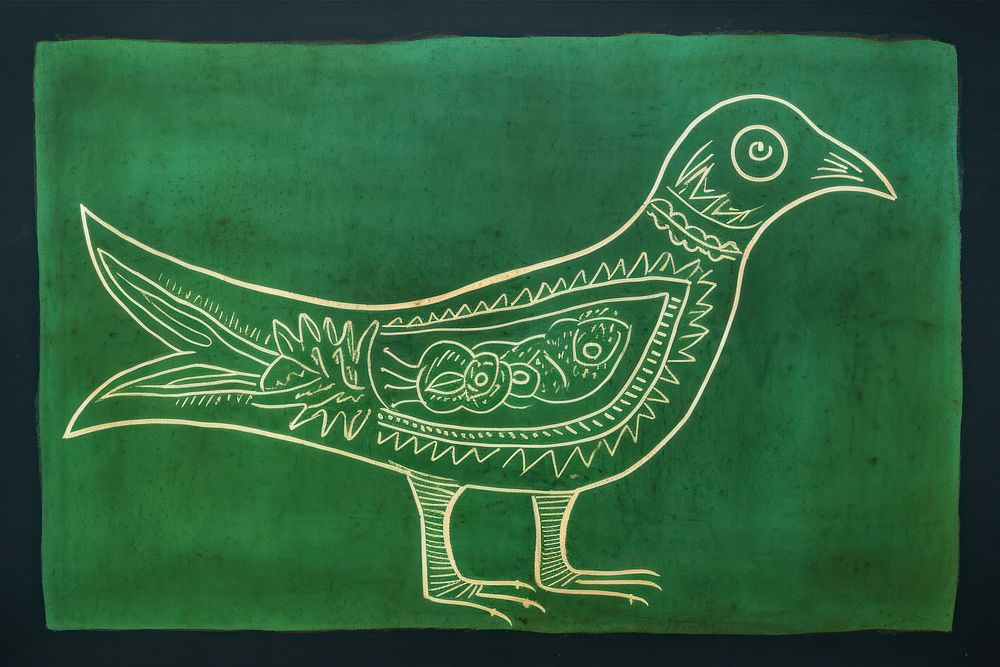 Bird animal sketch green. AI generated Image by rawpixel.