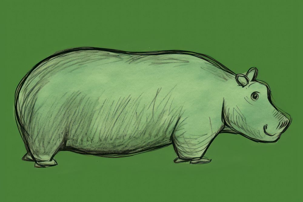 Hippo animal mammal sketch. AI generated Image by rawpixel.