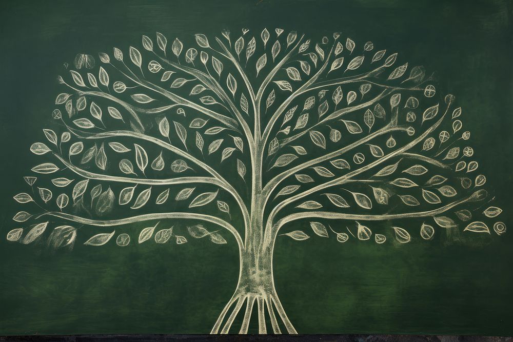 Tree art blackboard green. AI generated Image by rawpixel.