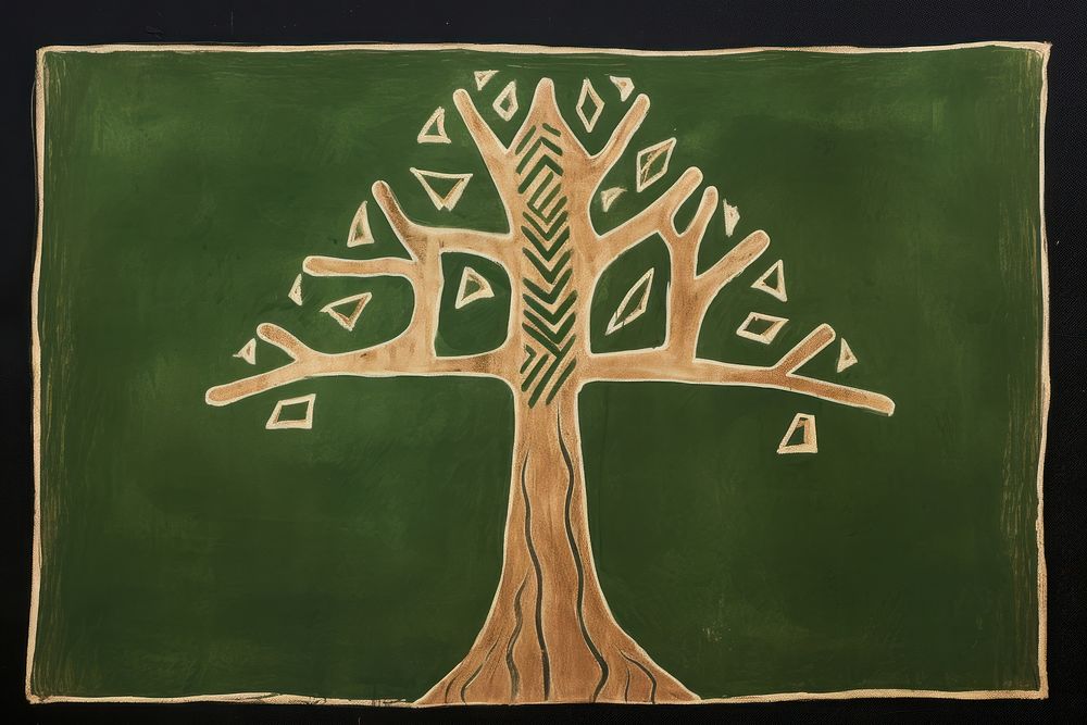 Tree blackboard sketch green. 