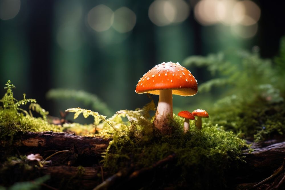 Mushroom in forest fungus agaric plant. AI generated Image by rawpixel.
