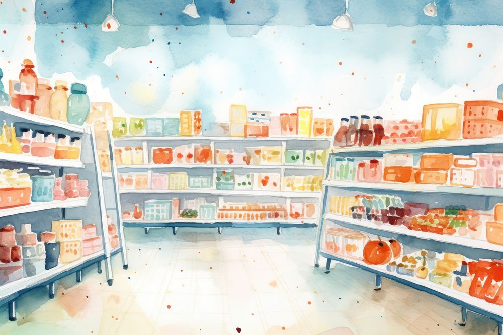 In supermarkets architecture consumerism arrangement. AI generated Image by rawpixel.