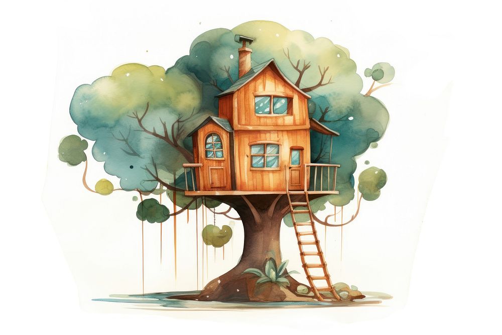 Tree house architecture building outdoors. AI generated Image by rawpixel.