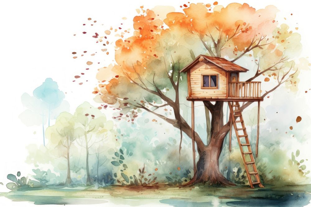 Tree house architecture outdoors tree. AI generated Image by rawpixel.