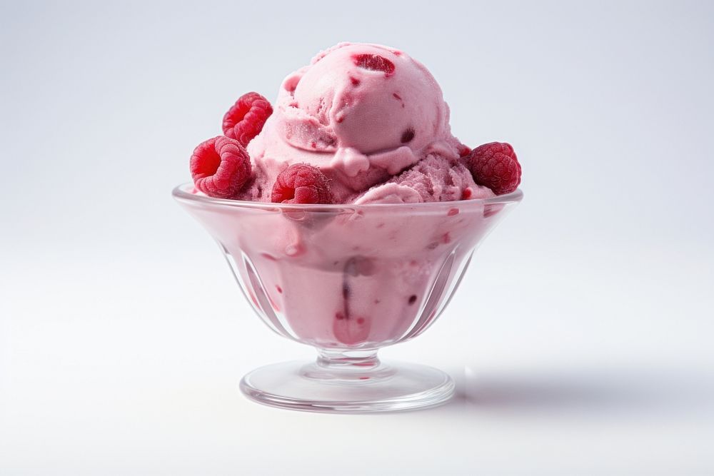 Raspberry ice cream dessert sundae food. AI generated Image by rawpixel.