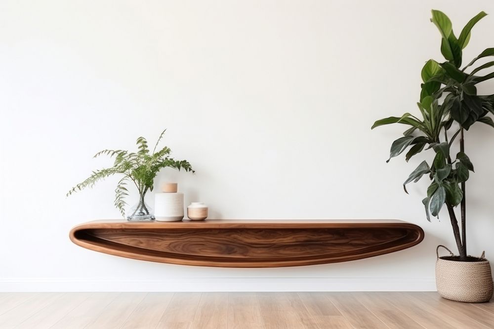 Wooden board furniture hardwood shelf. AI generated Image by rawpixel.