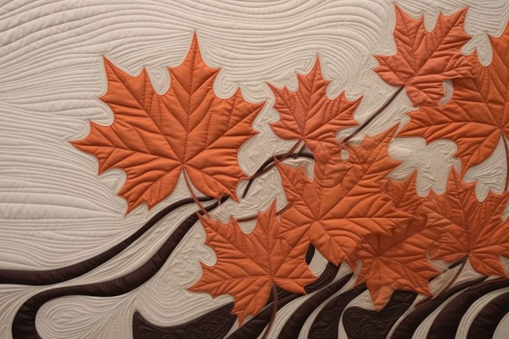 Falling maple leaves textile plant craft. AI generated Image by rawpixel.