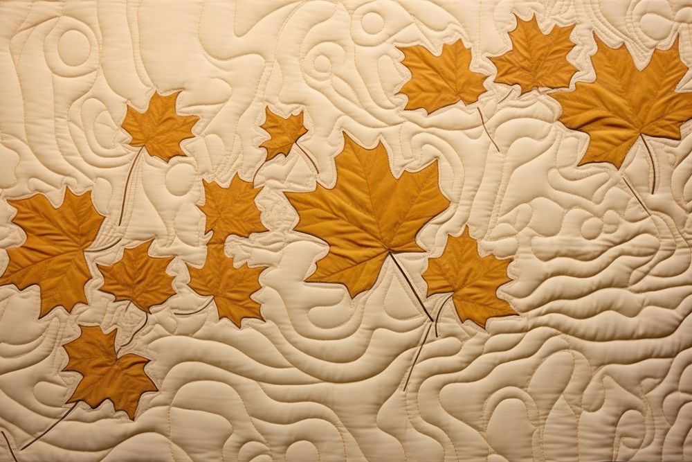 Falling maple leaves quilting textile leaf. AI generated Image by rawpixel.