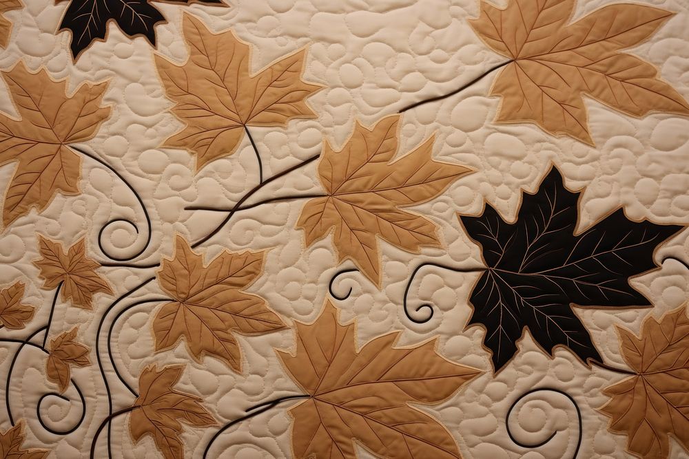 Falling maple leaves quilting textile pattern. 