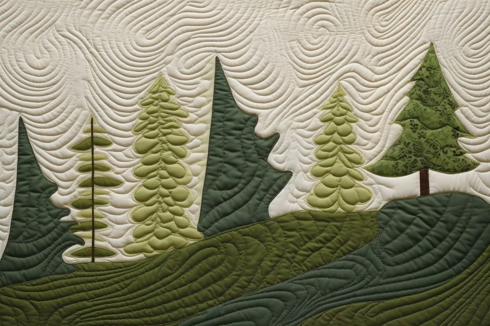 Forest border applique pattern textile. AI generated Image by rawpixel.