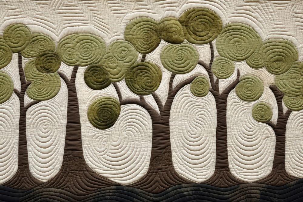 Tree border applique pattern textile. AI generated Image by rawpixel.