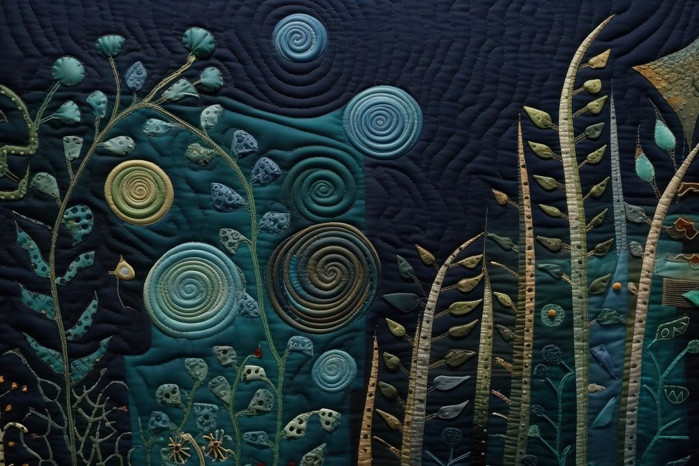 Under the sea pattern quilt backgrounds. AI generated Image by rawpixel.