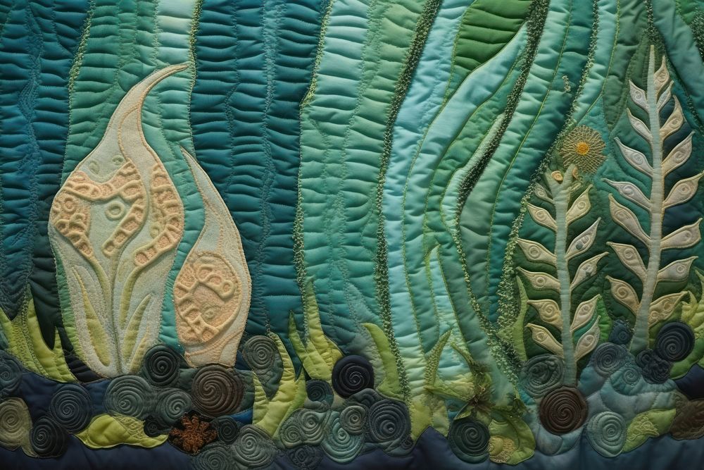 Under the sea patchwork quilting applique. AI generated Image by rawpixel.