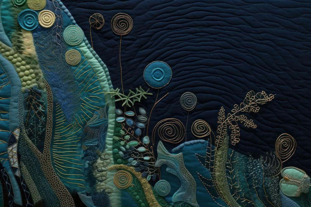 Under the sea embroidery applique pattern. AI generated Image by rawpixel.