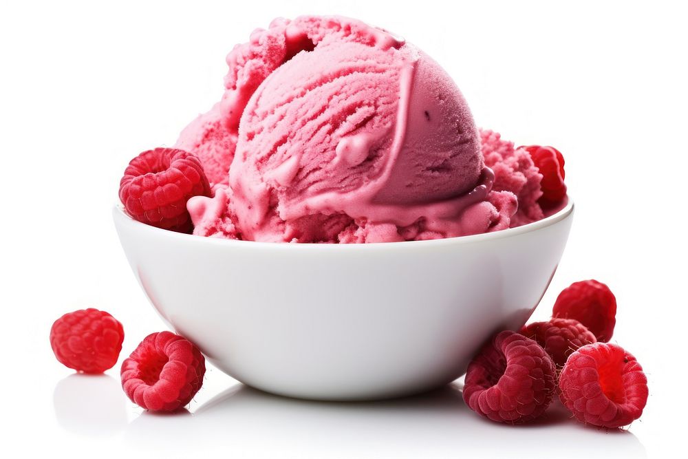 Raspberry ice cream dessert fruit plant. AI generated Image by rawpixel.