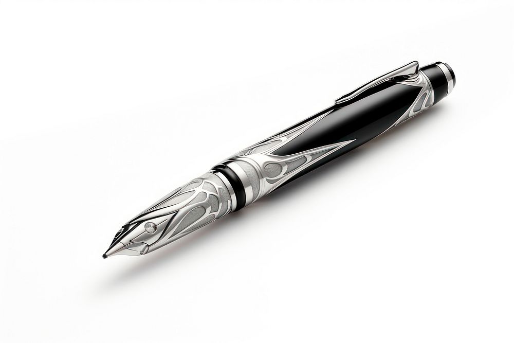 Pen silver black white background. AI generated Image by rawpixel.