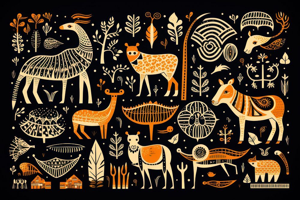 African animals pattern art representation. AI generated Image by rawpixel.