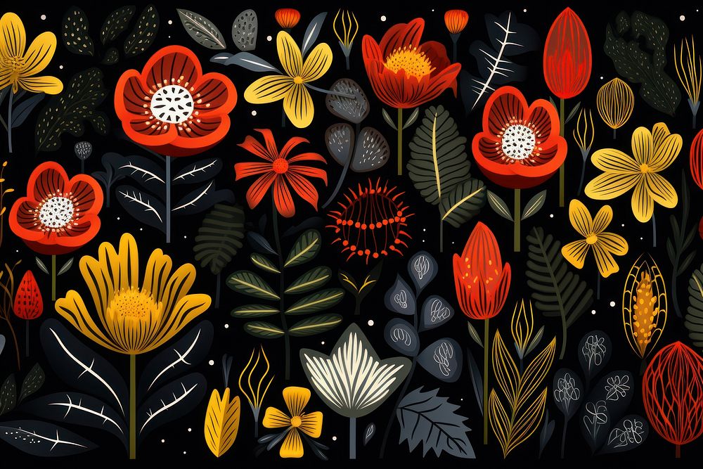 African flowers backgrounds graphics pattern. AI generated Image by rawpixel.