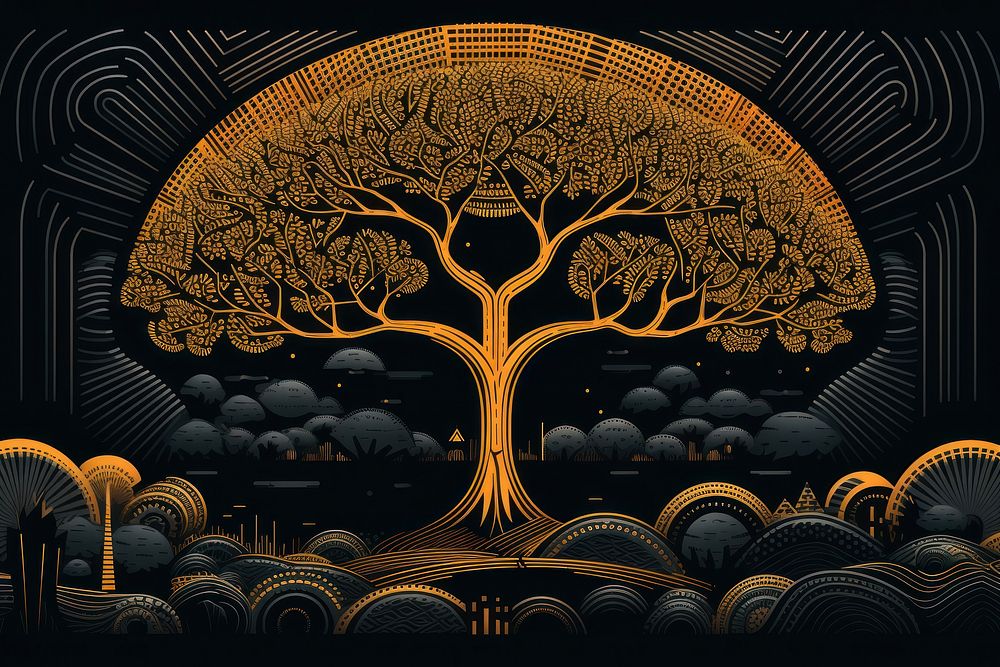 African tree pattern night accessories. AI generated Image by rawpixel.