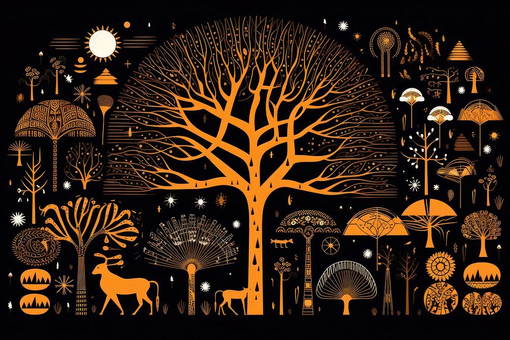 African tree silhouette creativity outdoors. AI generated Image by rawpixel.