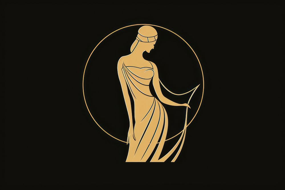 Greek statue gold logo art. AI generated Image by rawpixel.