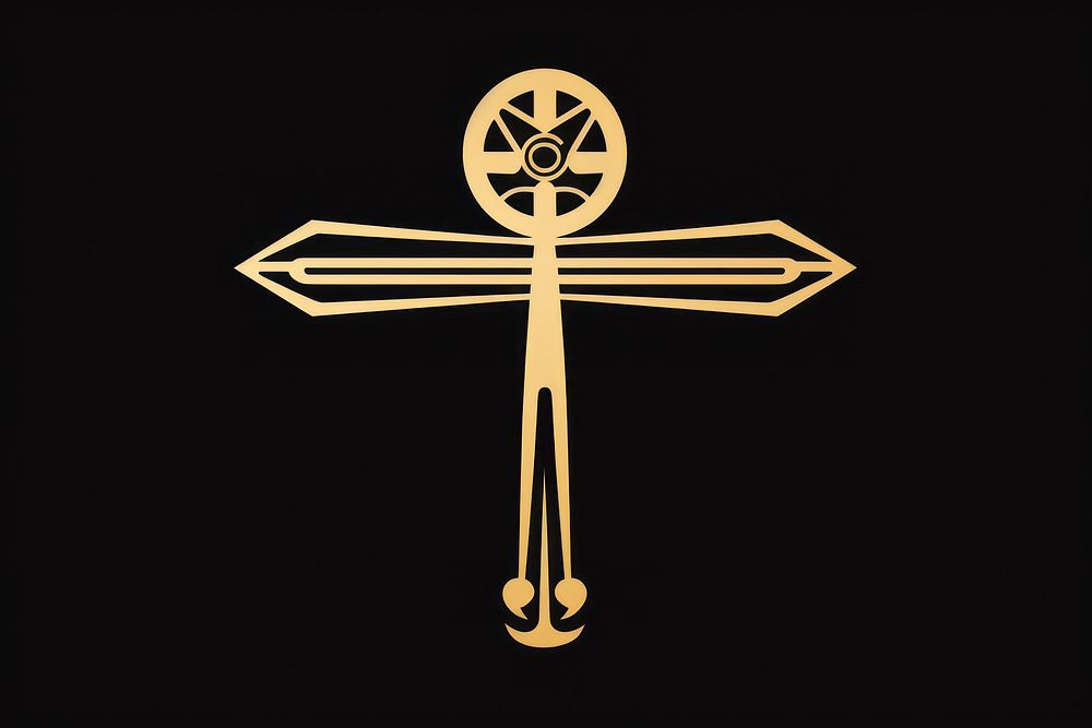 Hieroglyphic ankh symbol cross gold. AI generated Image by rawpixel.