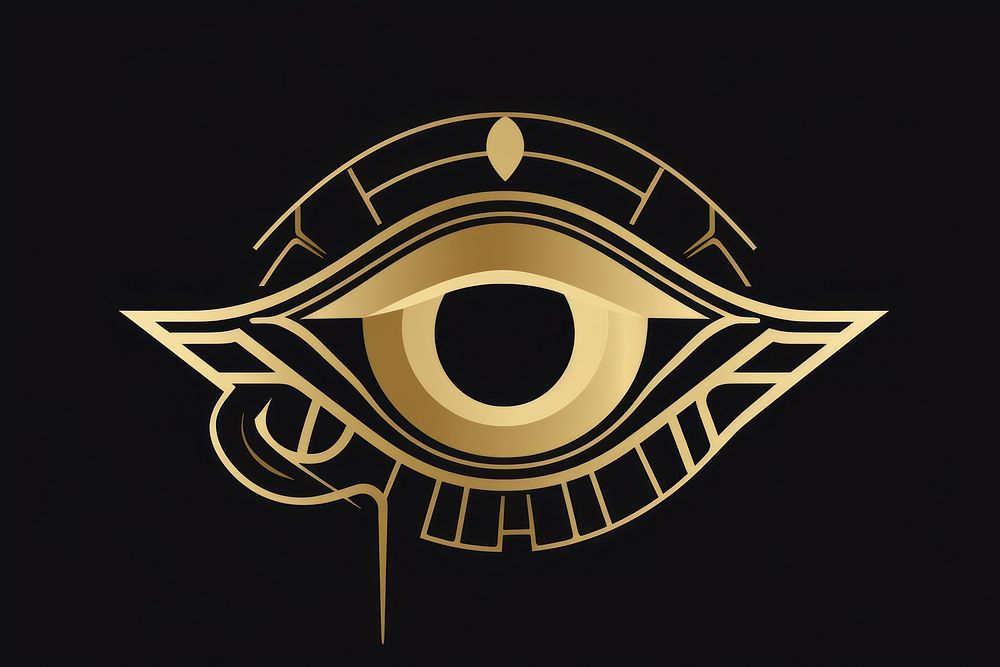 Hieroglyphic eye logo symbol gold. AI generated Image by rawpixel.