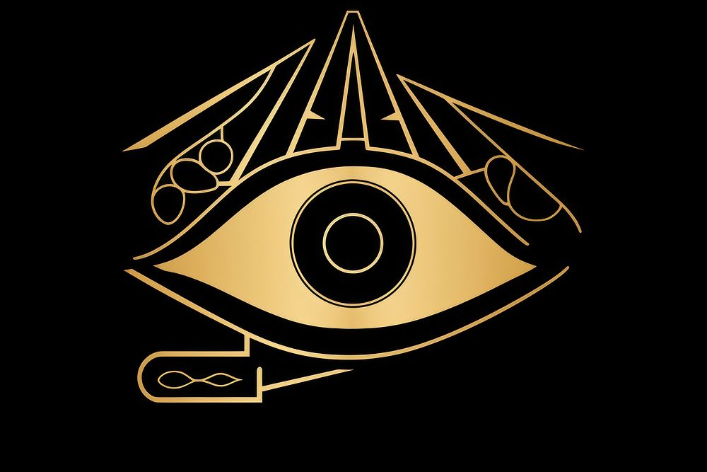 Hieroglyphic eye logo symbol line. AI generated Image by rawpixel.