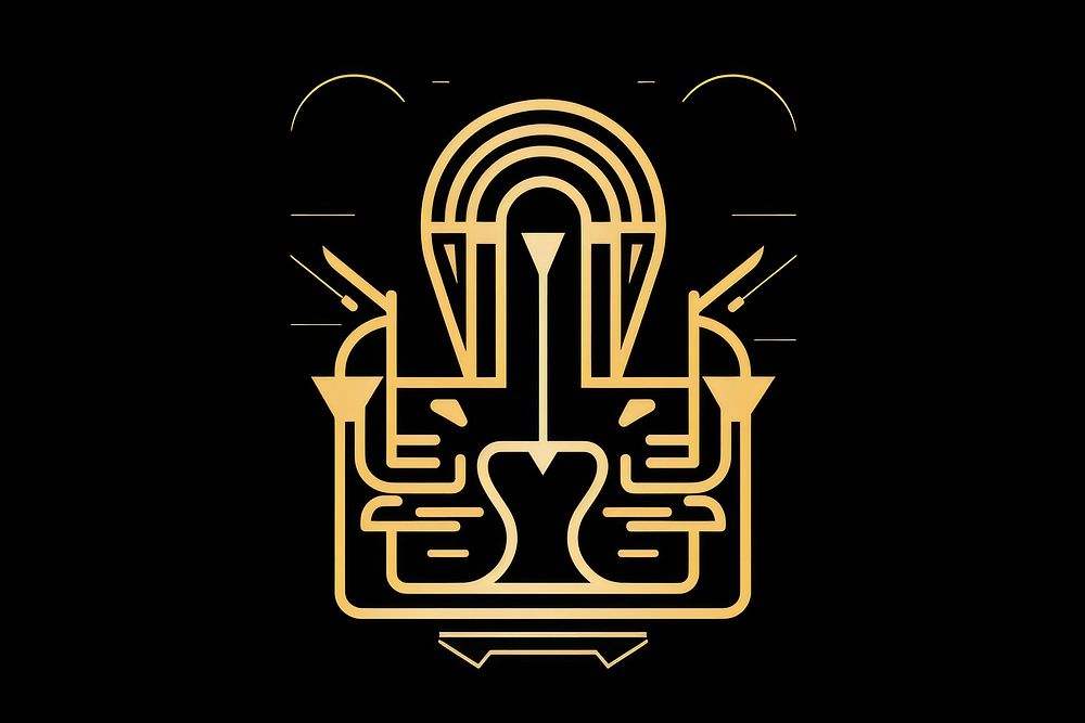 Hieroglyphic udjat logo symbol gold. AI generated Image by rawpixel.