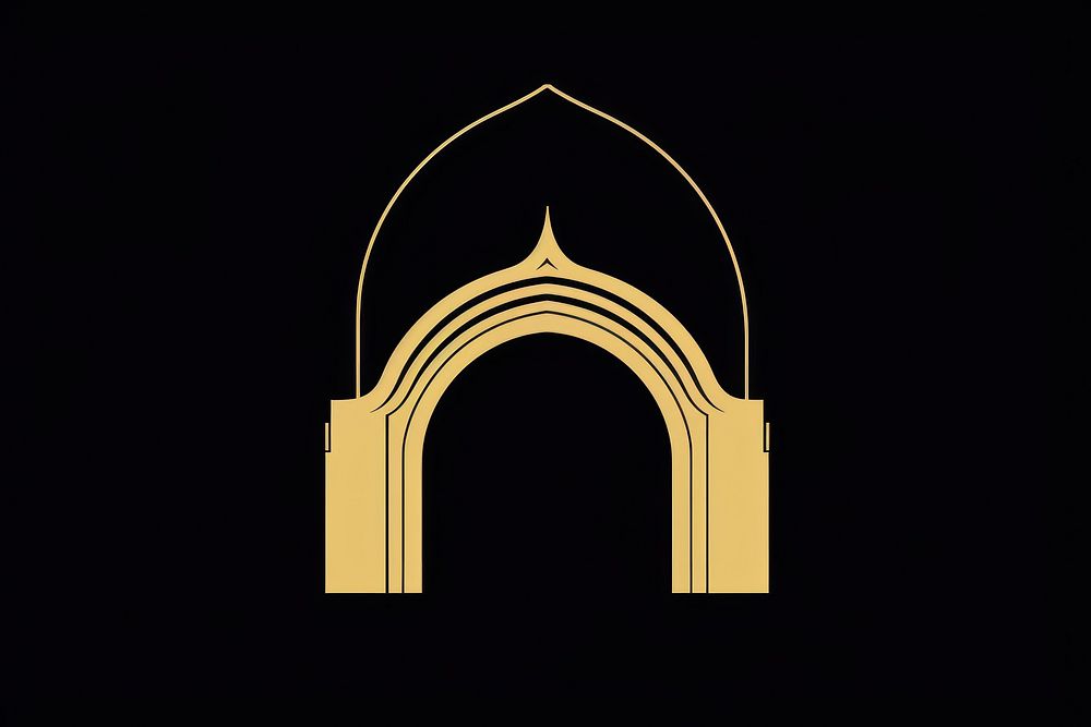 Islamic arch architecture gold line. AI generated Image by rawpixel.