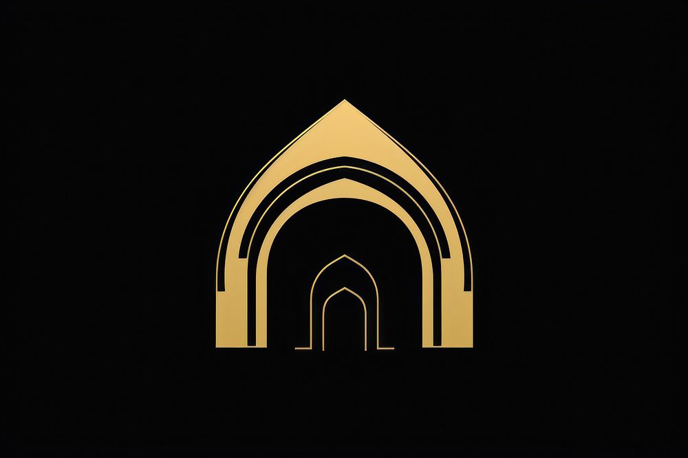 Islamic arch architecture gold line. AI generated Image by rawpixel.