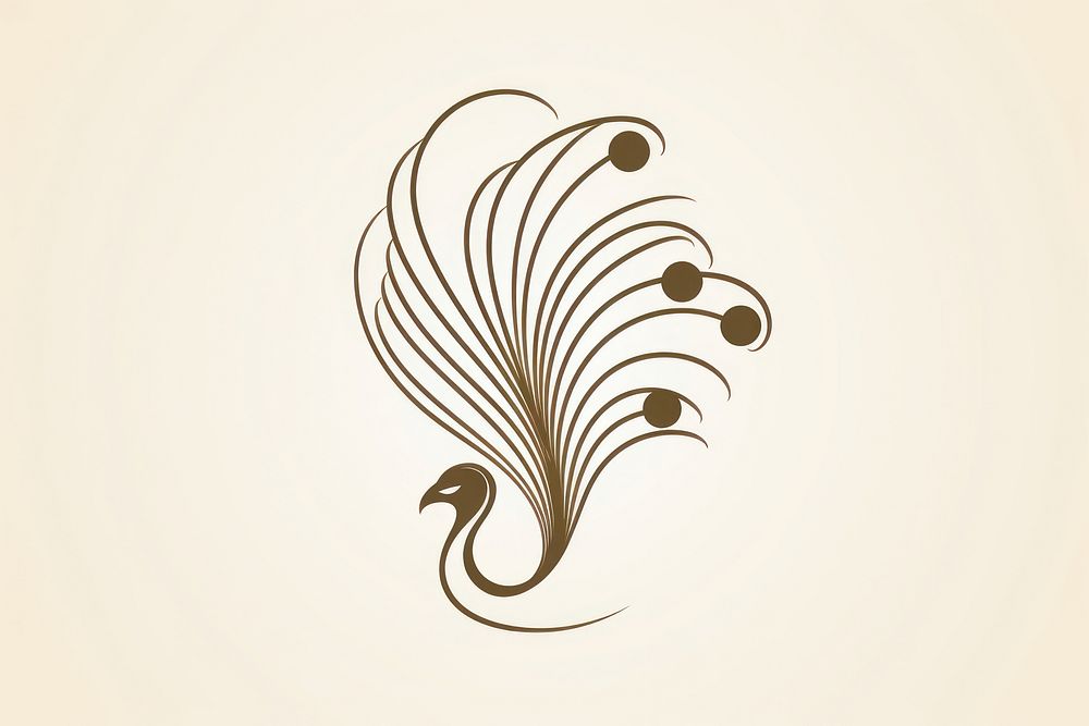 Peacock pattern line logo. AI generated Image by rawpixel.