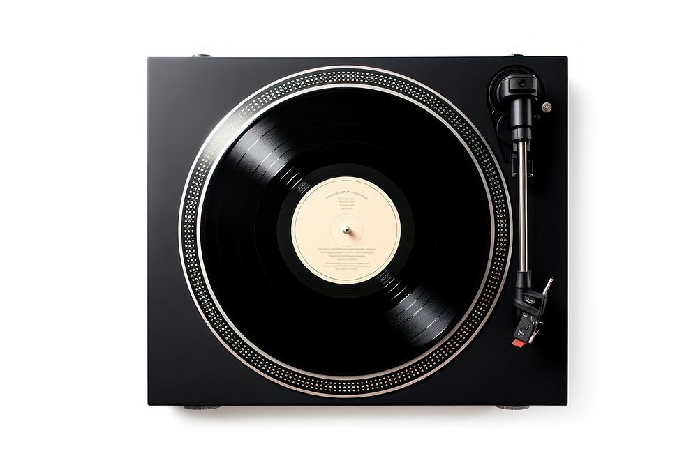 Black record electronics white background gramophone. AI generated Image by rawpixel.