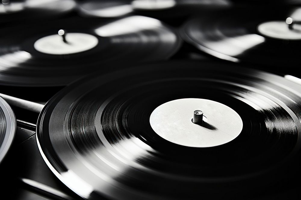 Black records gramophone technology monochrome. AI generated Image by rawpixel.