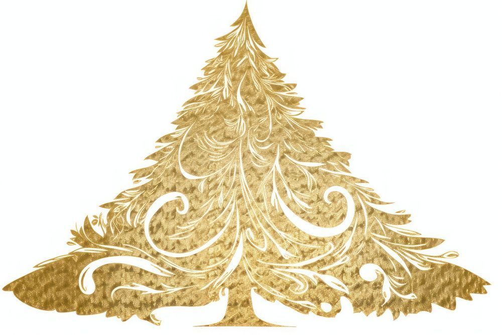 Christmas tree plant gold white background. AI generated Image by rawpixel.