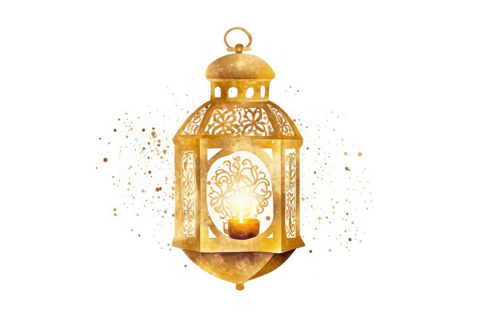 Diwali lantern lamp gold white background. AI generated Image by rawpixel.