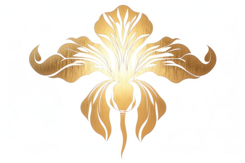 Vintage iris flower gold white background creativity. AI generated Image by rawpixel.