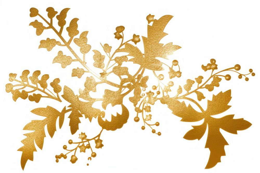 Christmas mistletoe pattern plant gold. AI generated Image by rawpixel.