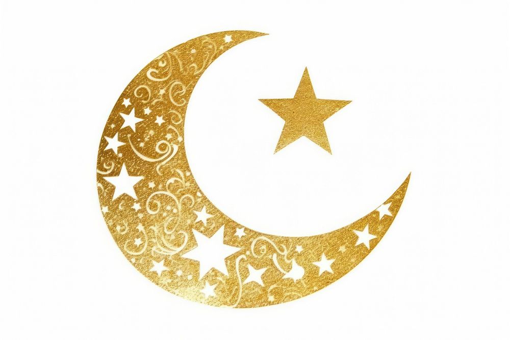 Gold night moon white background. AI generated Image by rawpixel.