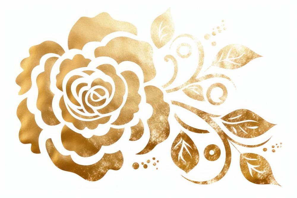 Rosemarry pattern gold white background. AI generated Image by rawpixel.