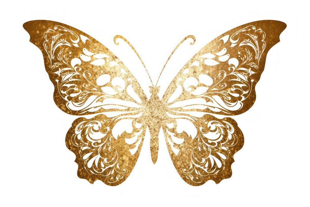 Butterfly gold white background accessories. AI generated Image by rawpixel.
