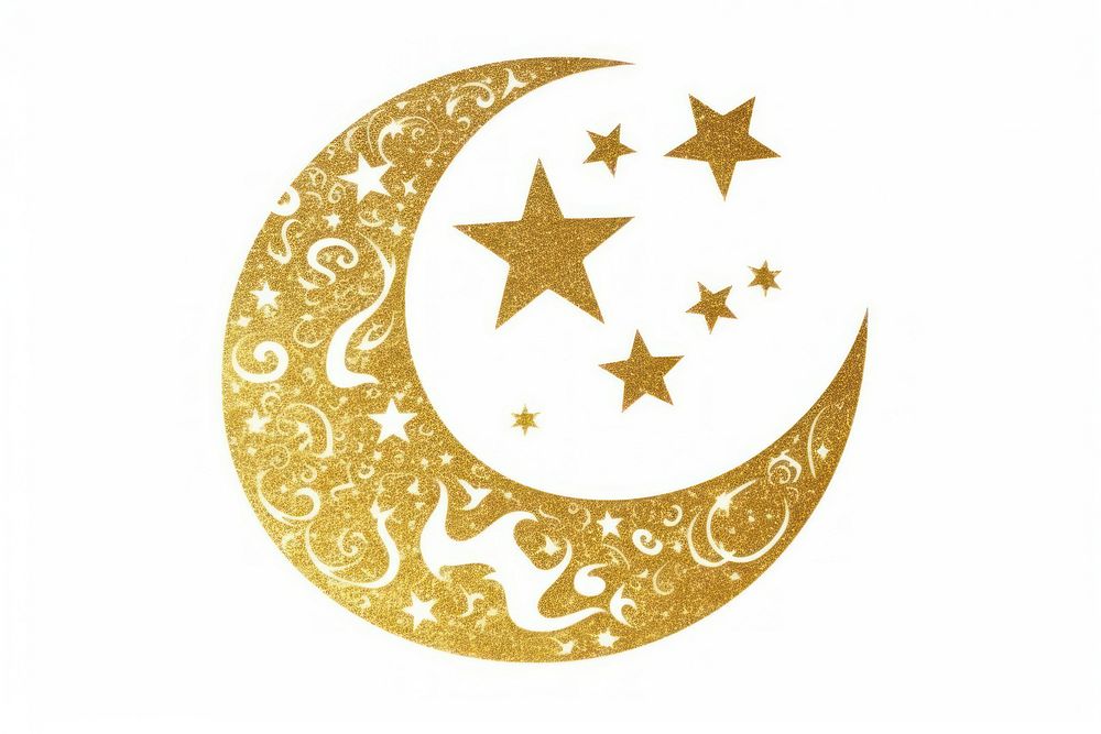 Gold pattern moon logo. AI generated Image by rawpixel.