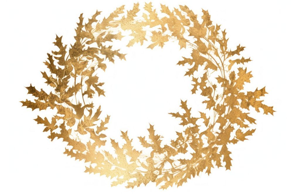 Holly wreath pattern plant gold. AI generated Image by rawpixel.